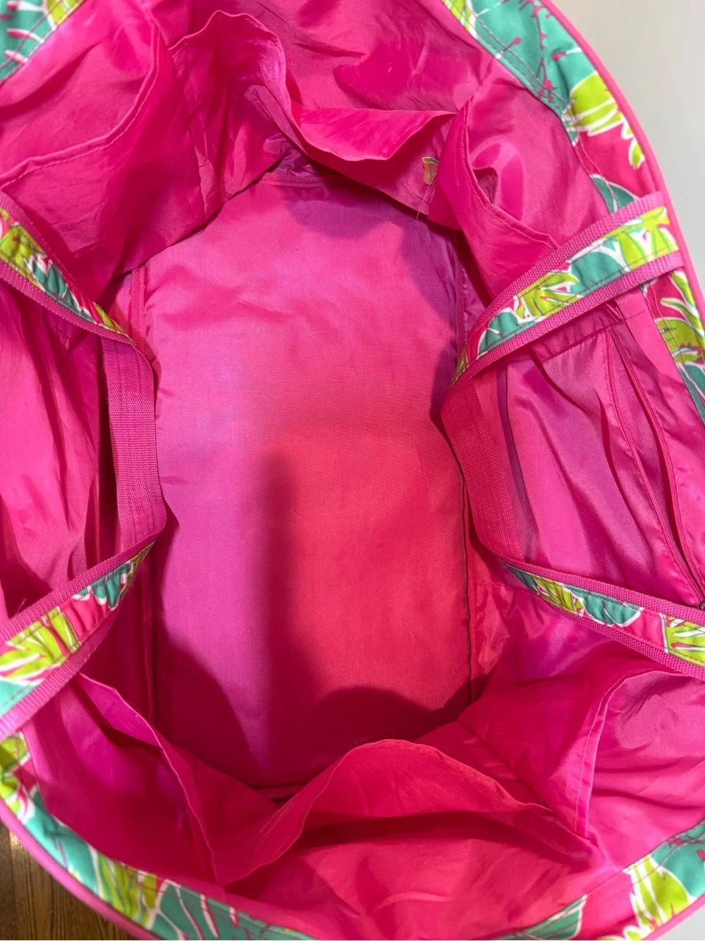 Pink Tropical Leaf Tote Bag